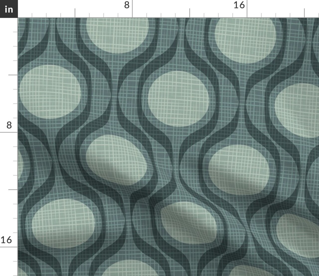 Vintage Retro Grey Geometric Ribbons Circle Large Scale Slate Mid Century Modern Mod Custom Printed Fabric by Spoonflower Various Fabrics by the Yard or Fat Quarter